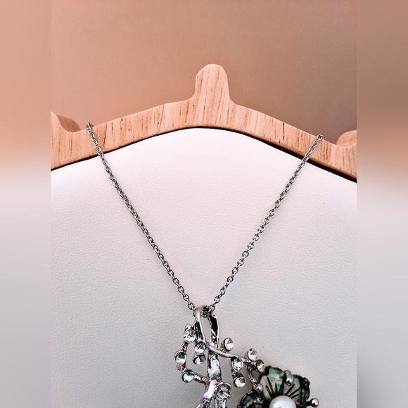 π₯ Vintage Sterling Silver, Pearl & Abalone Statement Brooch on 18' Chain - Picture 5 of 7